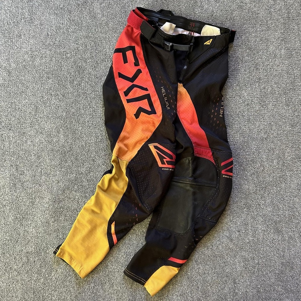 FXR Helium LE MX Pants Mens 30 Multicolor Motocross Racing Leather Knee Pro-Fit